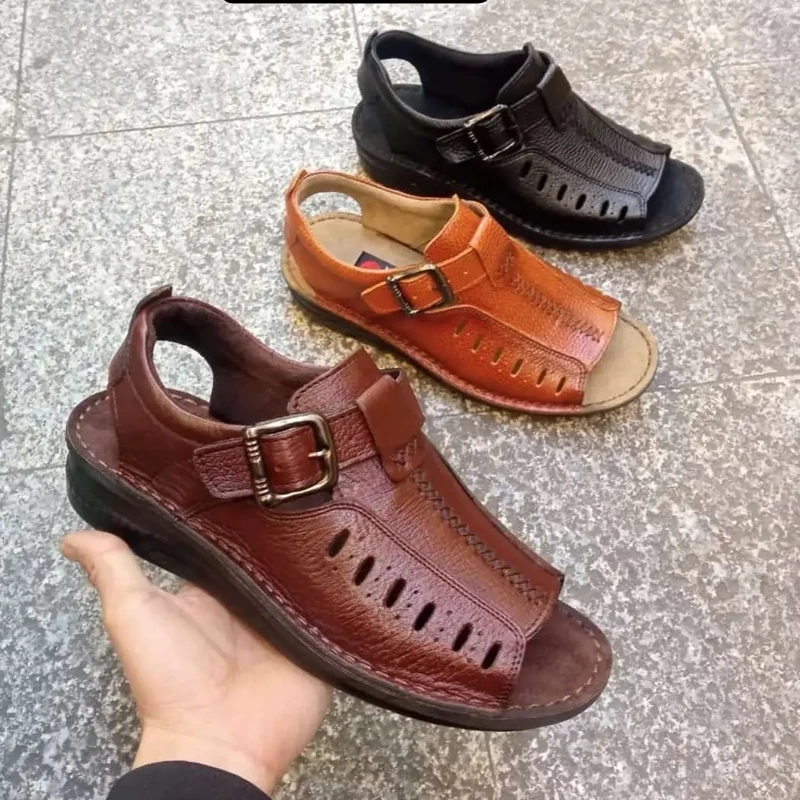 صندل مردانه تمام چرم تبریز مترک نگین طبی و راحت