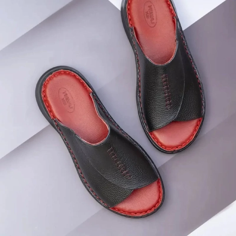 دمپایی زنانه طبی تمام چرم مدل رز