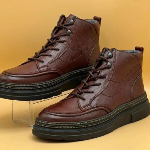 نیم بوت مردانه تمام چرم زیره لاستیک درجه 1 شمس