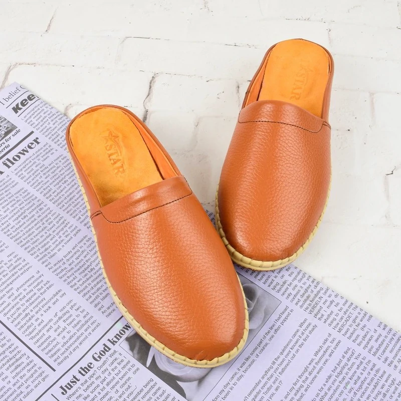 صندل زنانه تمام چرم مدل جلو بسته راحت