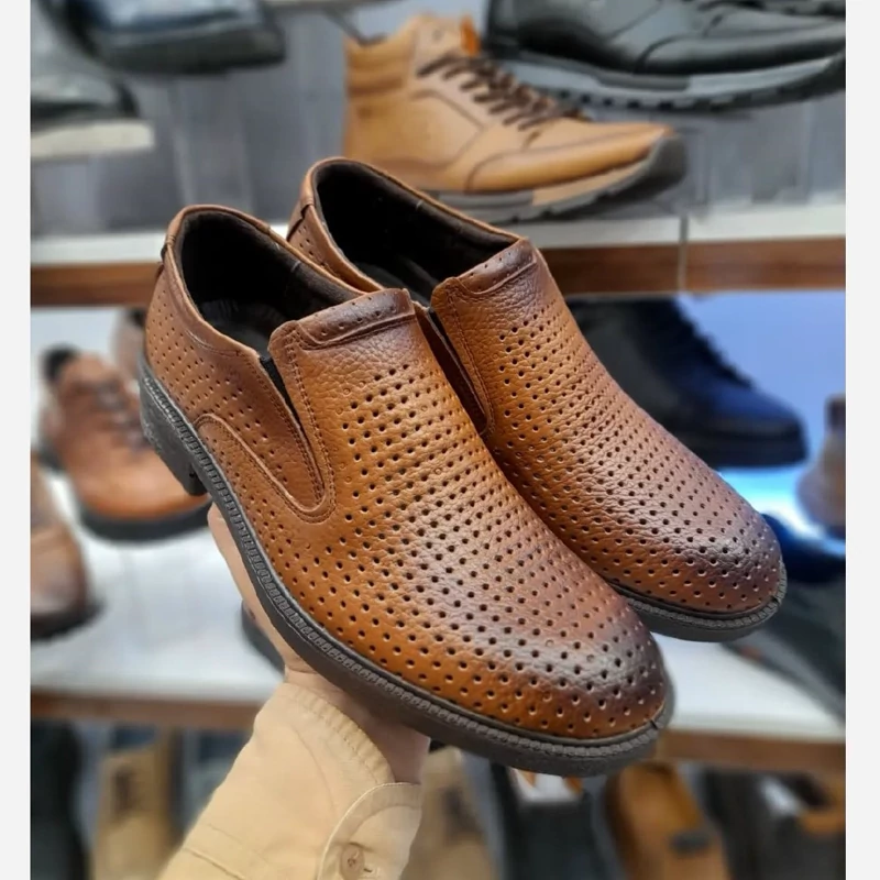 کفش تابستانی سوراخ دار چرم مردانه مدل جاوید