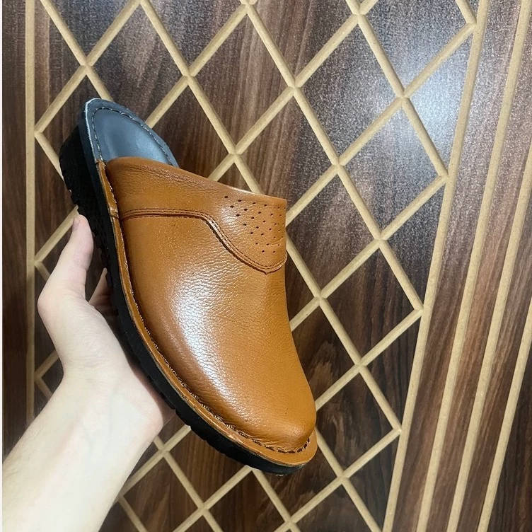 دمپایی مردانه جلو بسته تمام چرم طبی سلطانی+بزرگپا