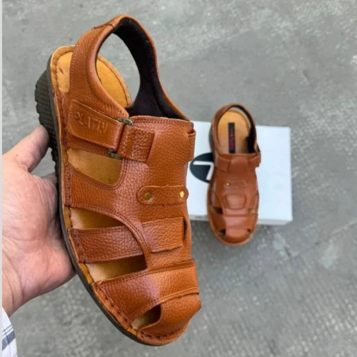 صندل تمام چرم مردانه دست دوز جلو بسته تبریز