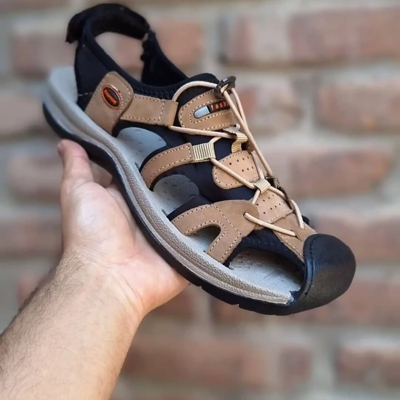 صندل مردانه چرم مدل طبیعت گردی