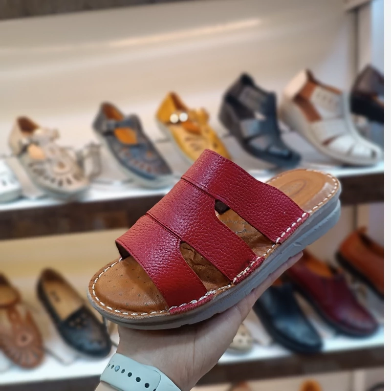 صندل زنانه تمام چرم طبی ماساژور دار طبی مدل نگار