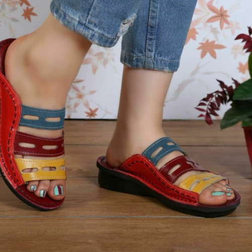 دمپایی زنانه تمام چرم مدل جدید با طح های مختلف