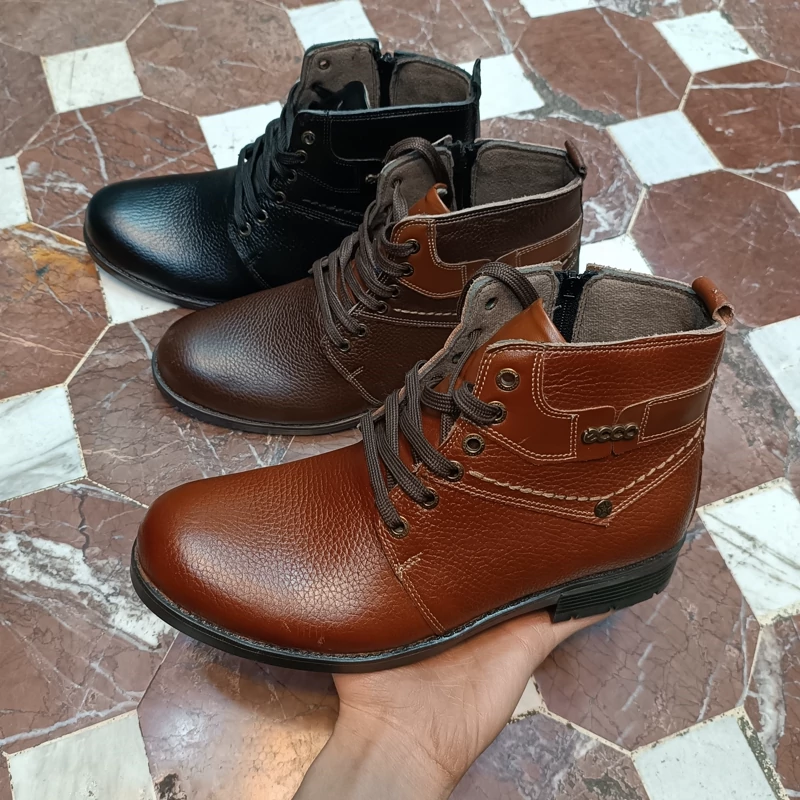 نیم بوت چرم طبیعی در سه رنگ 40الی44