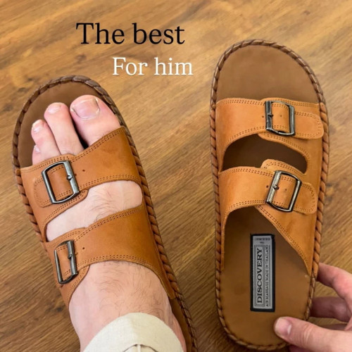 صندل دمپایی مردانه طبی تمام چرم مدل B2