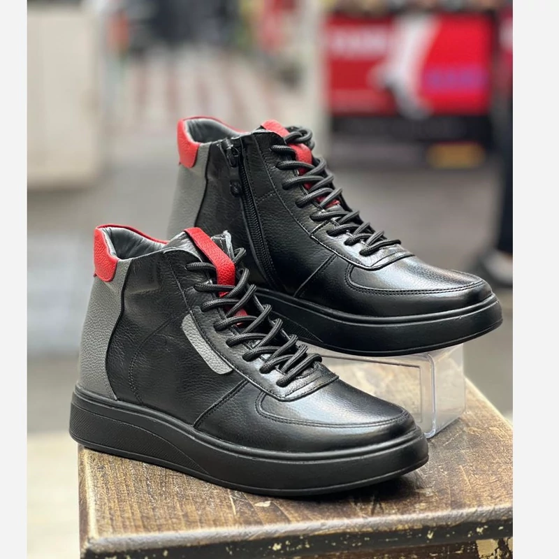 نیم بوت تمام چرم زنانه با زیره سفید ونس