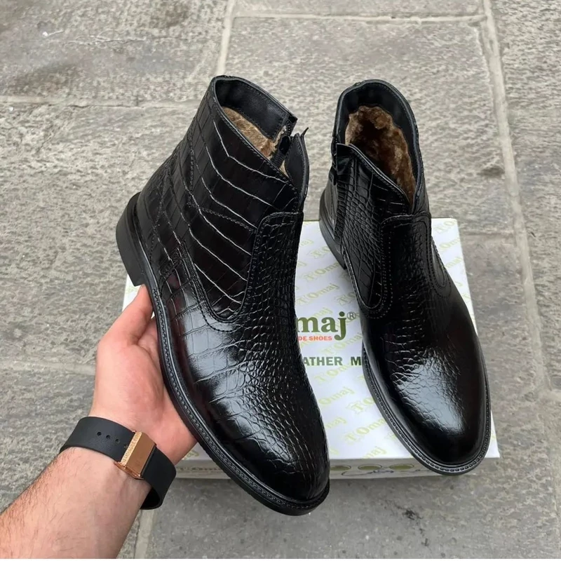 نیم بوت تمام چرم خز دارشیک خاص در رو رنگ