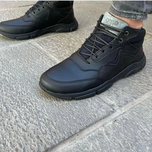 نیم بوت کت تمام چرم در دو رنگ مشکی طوسی