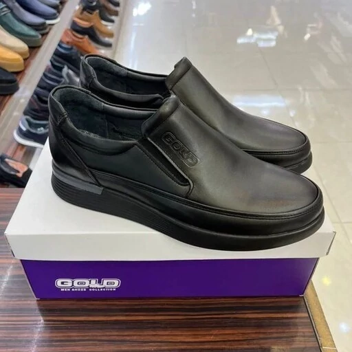 کفش طبی مردانه تمام چرم ساده گلد