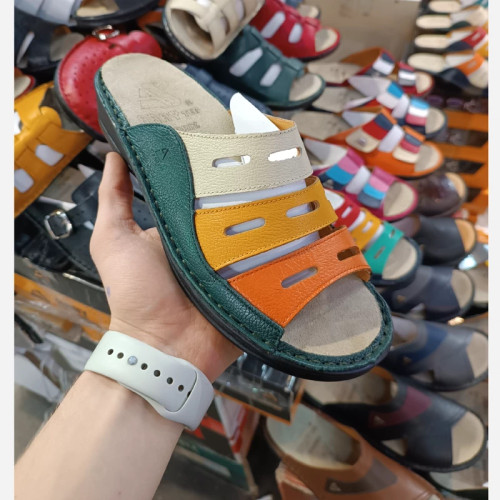 صندل زنانه تمام چرم برند کفی جدا شونده طبی