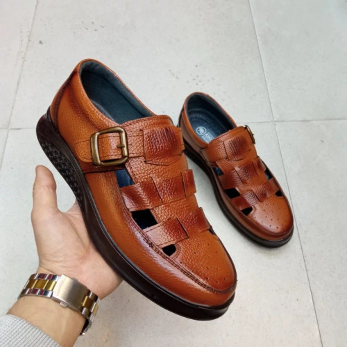 کفش تابستانی مردانه تمام چرم تبریز مدل آراز