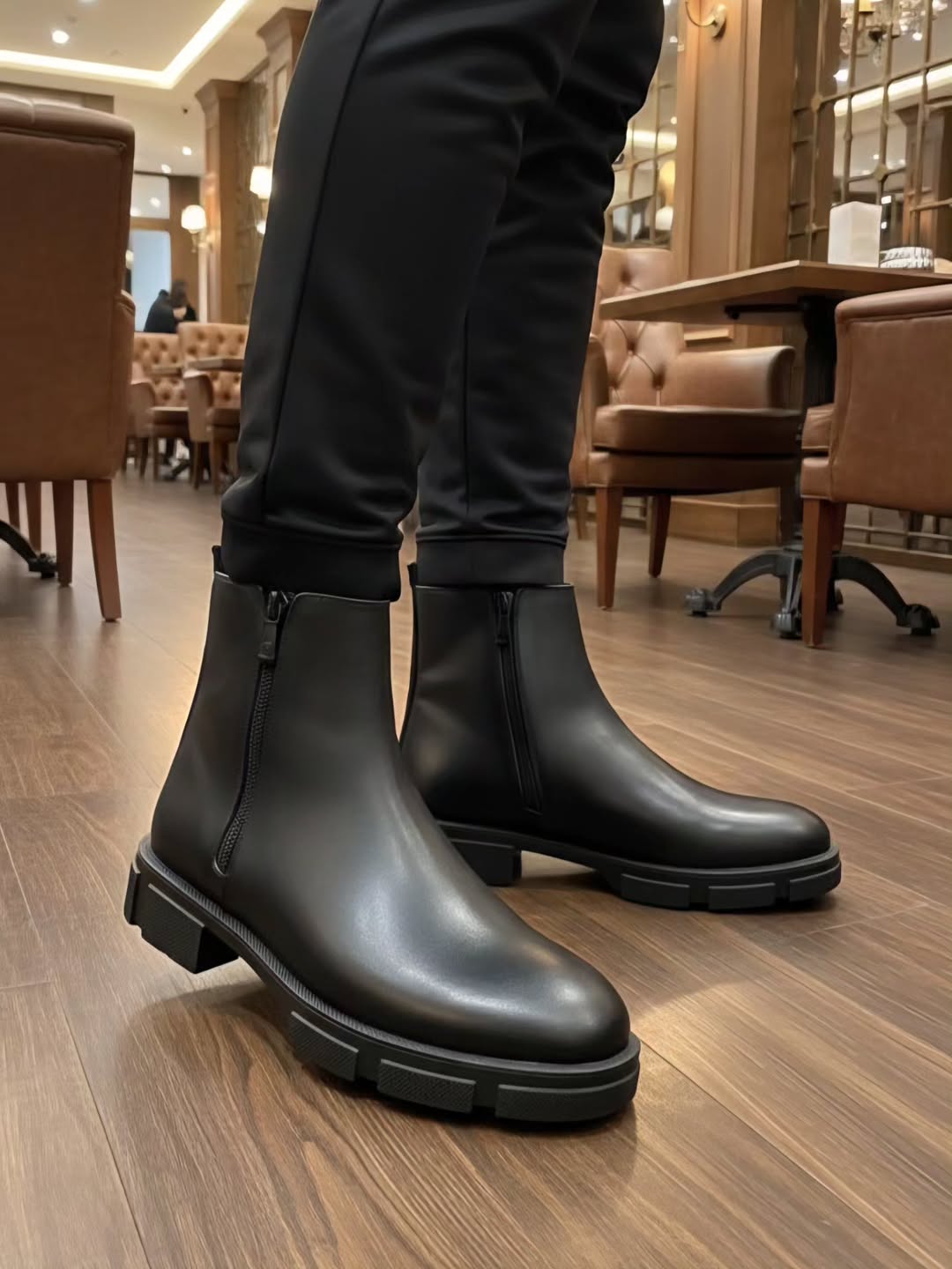 نیم بوت پو زیب مردانه تمام چرم کد ۵۹۳