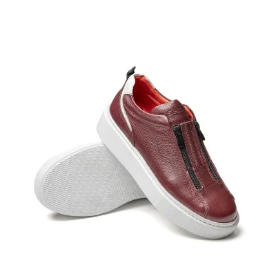 کفش ونس بی بند زیب دار تمام چرم شمس مدل کامفی کد822